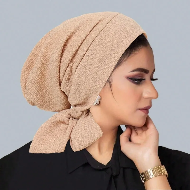 

1pc Solid Color Spiral Stripe Head Wrap for Women,Polyester Hollow Stretchy Elastic Breathable Bonnet Silk for Spring Summer