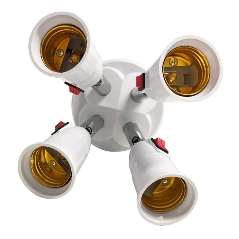 87HD Light Socket Splitter 2/3/4/5 in 1E27 Base Adapter Converter for Home Office