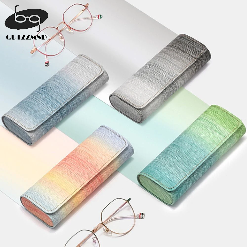 Portable Glasses Box Rainbow Color Spectacle Case Simple Anti Pressure PU Leather Sunglasses Storage Box Eyeglasses Accessories