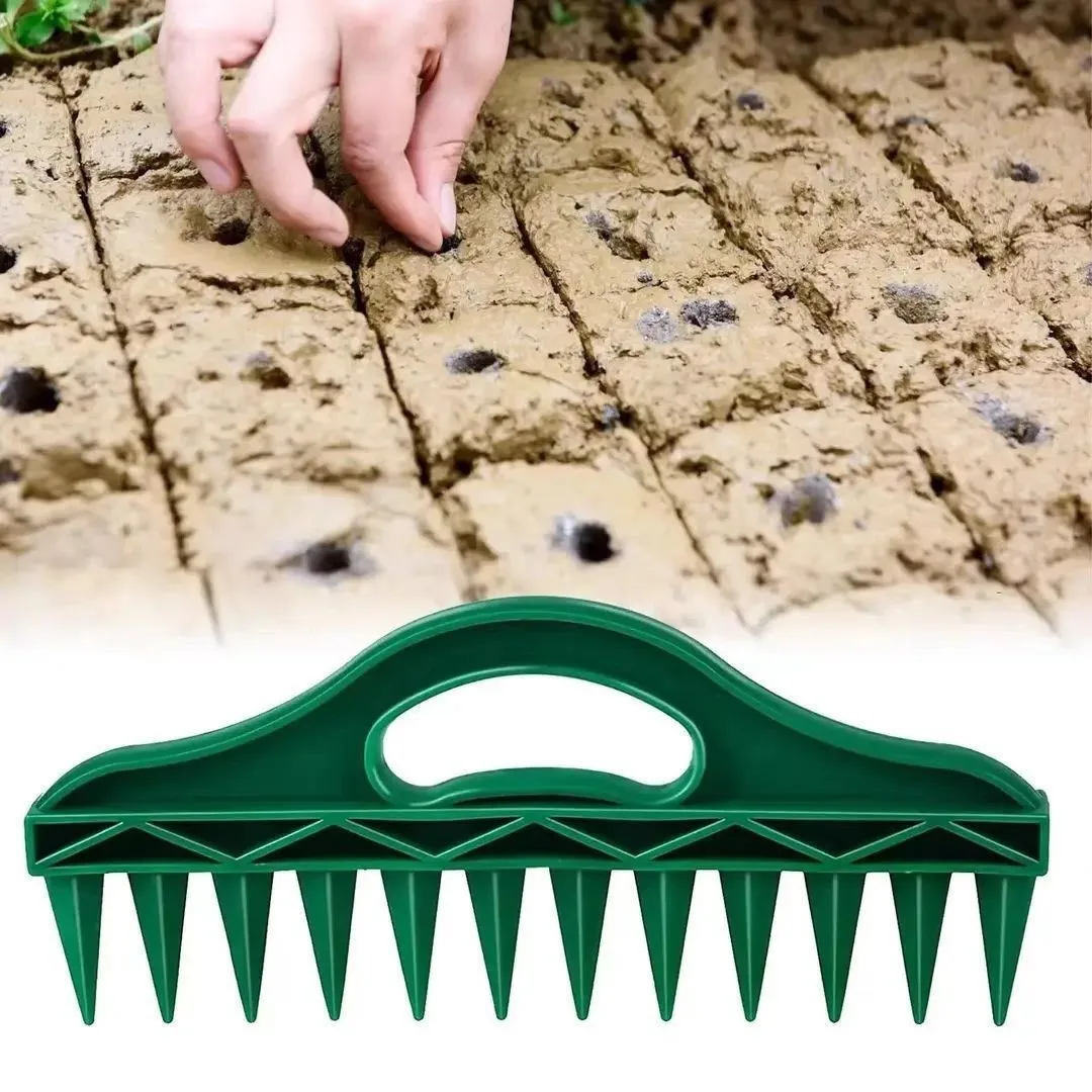 

12 Hole Garden Seeder Hand Dibbler Tool Durable Plastic Fast Planting Aid Waterproof for Efficient Gardening Planting