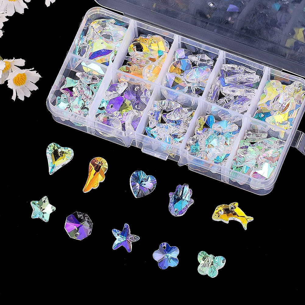 100pcs Crystal Suncatcher Beads Glass Prisms Loose Beads Chandelier Parts Replacement DIY Jewelry