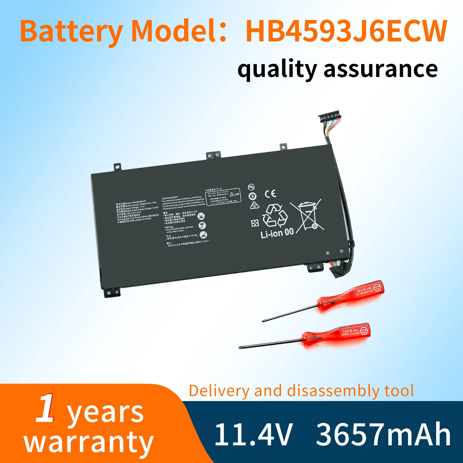 HB4593J6ECW Laptop Battery Huawei MateBook 13 2020 WRT-W19 WX9 W29 i7 HN-W19L W19R WRT-W09 W19L Notebook 11.4V 3660mAh