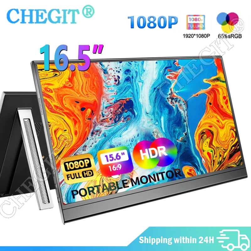 

15.6'' 1080p Portable Monitor IPS Panel USB-C HDMI-Compatible Travelling Display VESA bracket hole for PC Laptop Xbox Switch