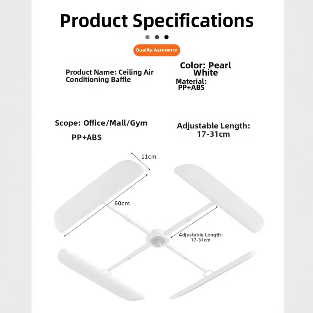 Adjustable Central AC Wind Deflector Ceiling Mounted Air Guide Plate PVC Baffle For Home Office Cooling Direction Control