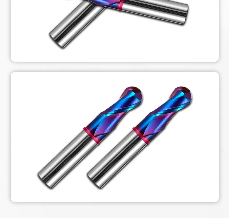 AZZKOR TGP-HRC70 2F Schaftfräser mit Farbring, blauer Nano-Beschichtung, Wolframstahl-Hartmetall-Kugelkopf-Fräser für CNC-Maschinen – Detail 18