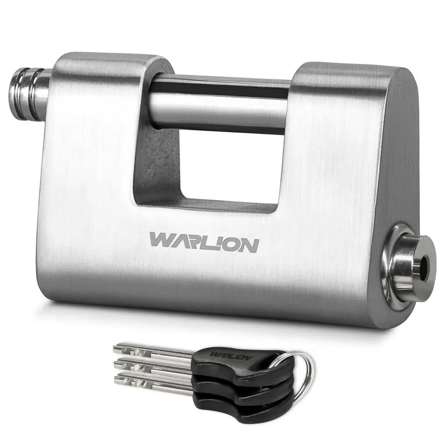 

Ultra Secure Heavy Duty Solid Stainless Steel Lock with 3 Keys amp 7 16 Uncuttable Shackle Weatherproof MultiUse Padlock for Con