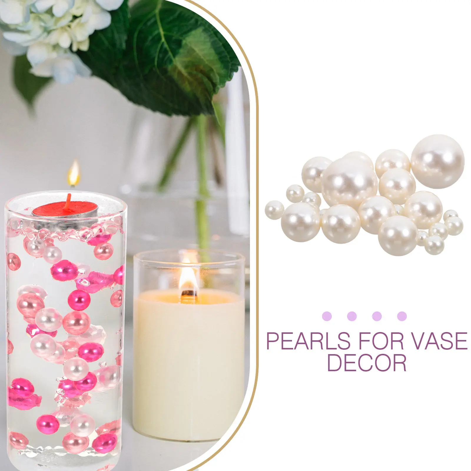125Pcs Fake Pearl Vase Filler Beads Smooth Glossy ABS Pearls for Vase Decoration Beads Art Craft Jewelry Making