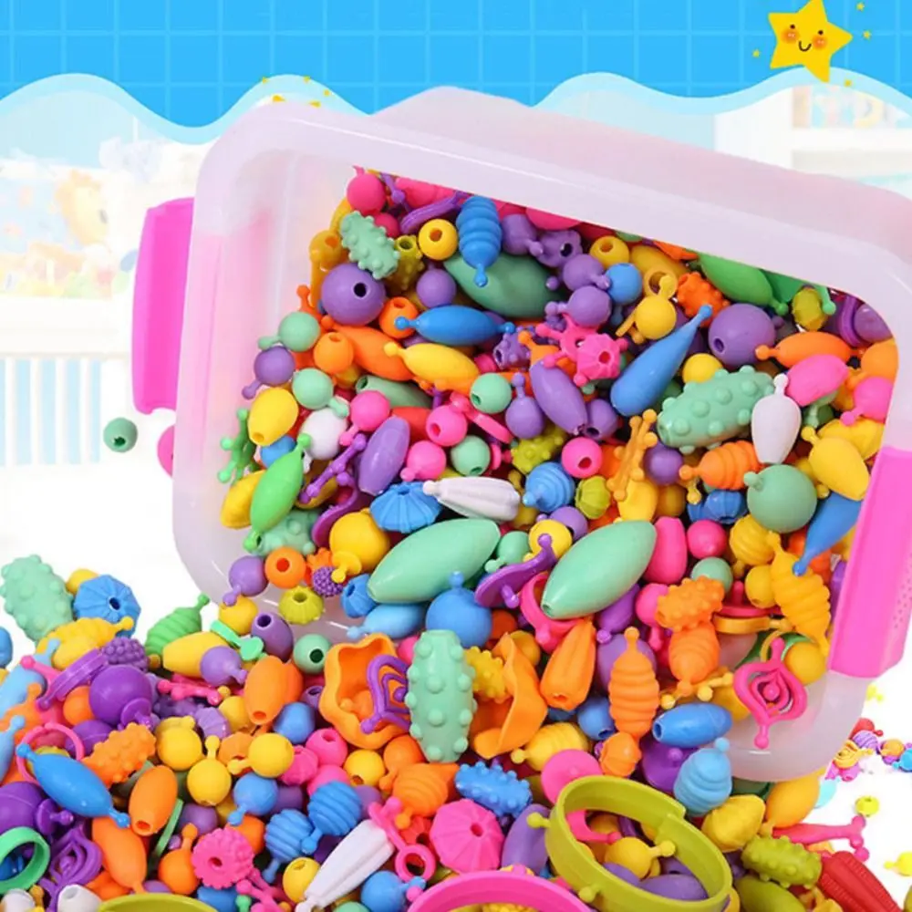 New Colorful Pop Bead Set No String Required Snap Together Snap Beads Assorted Shapes DIY Bead Set for Girls