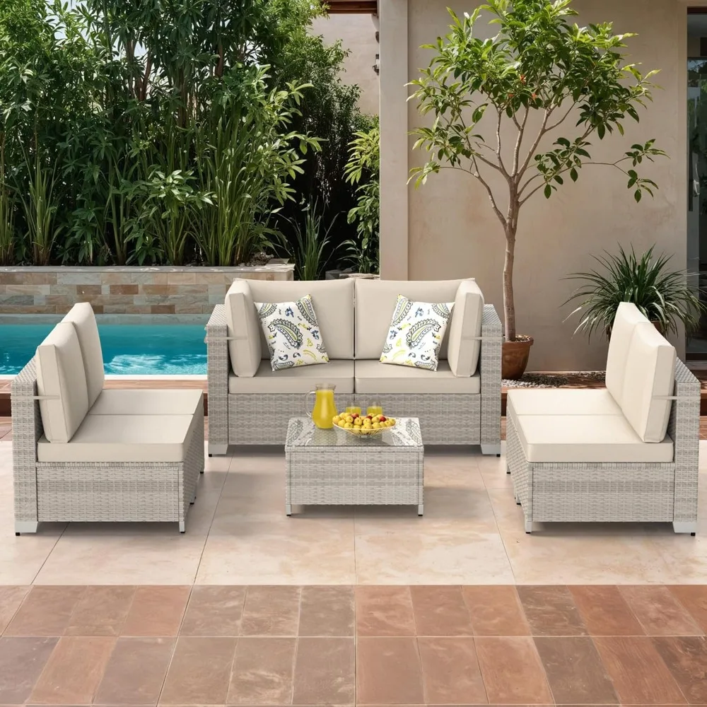 Patio Furniture Set Modular Outdoor Sectional Wicker Conversation Sets Patio Couch All Weather