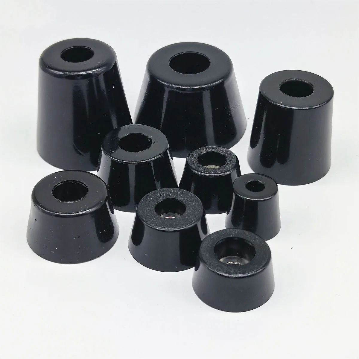 40pcs Black Cone Rubber Full Feet Furniture Legs Foot Pad Tips Table Box Speaker Shock Stand Absorber Non-slip With Washers