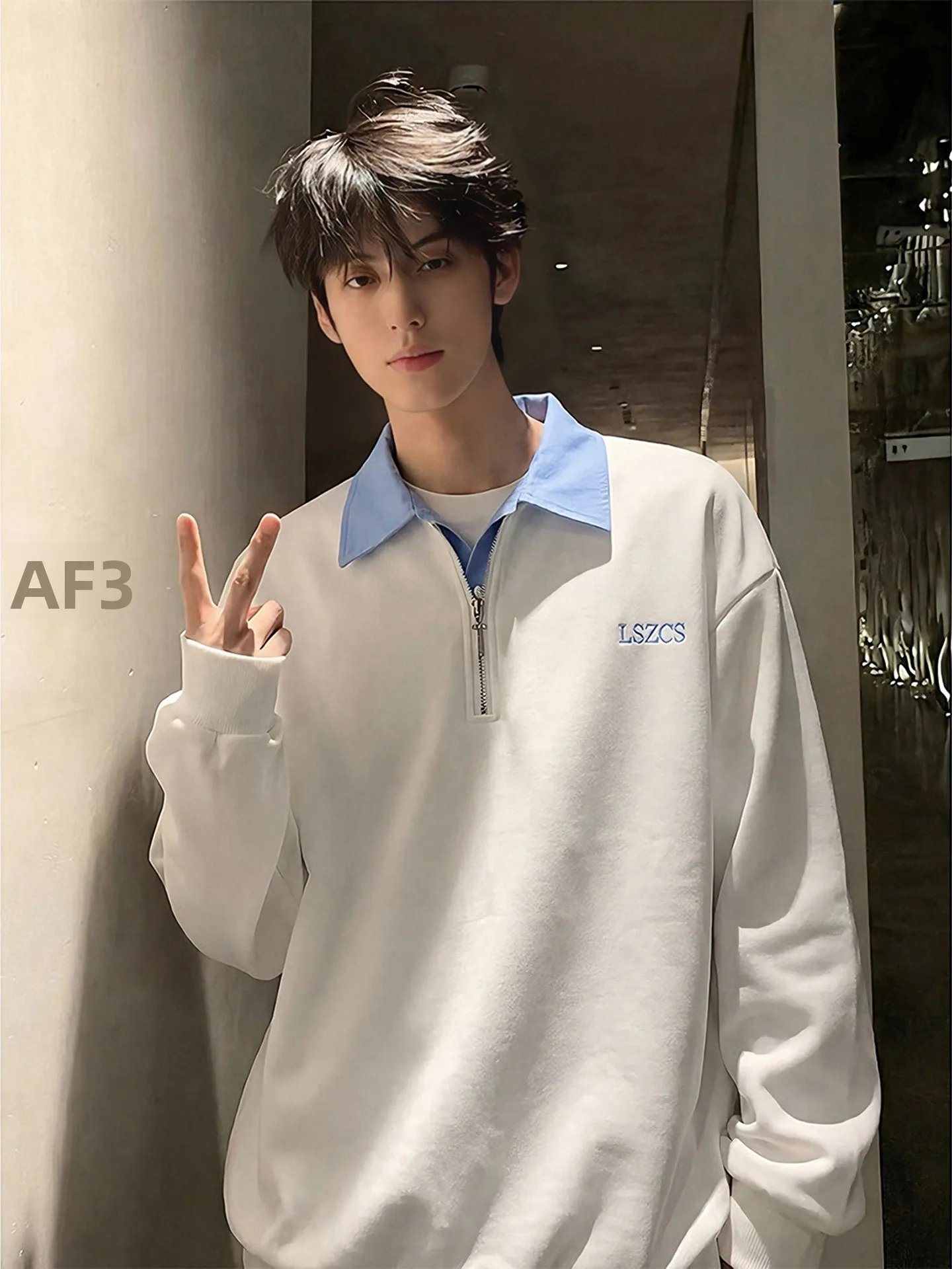 

Мужская толстовка на молнии с отложным воротником, вышивкой, весенняя, повседневная, удобная, с длинным рукавом