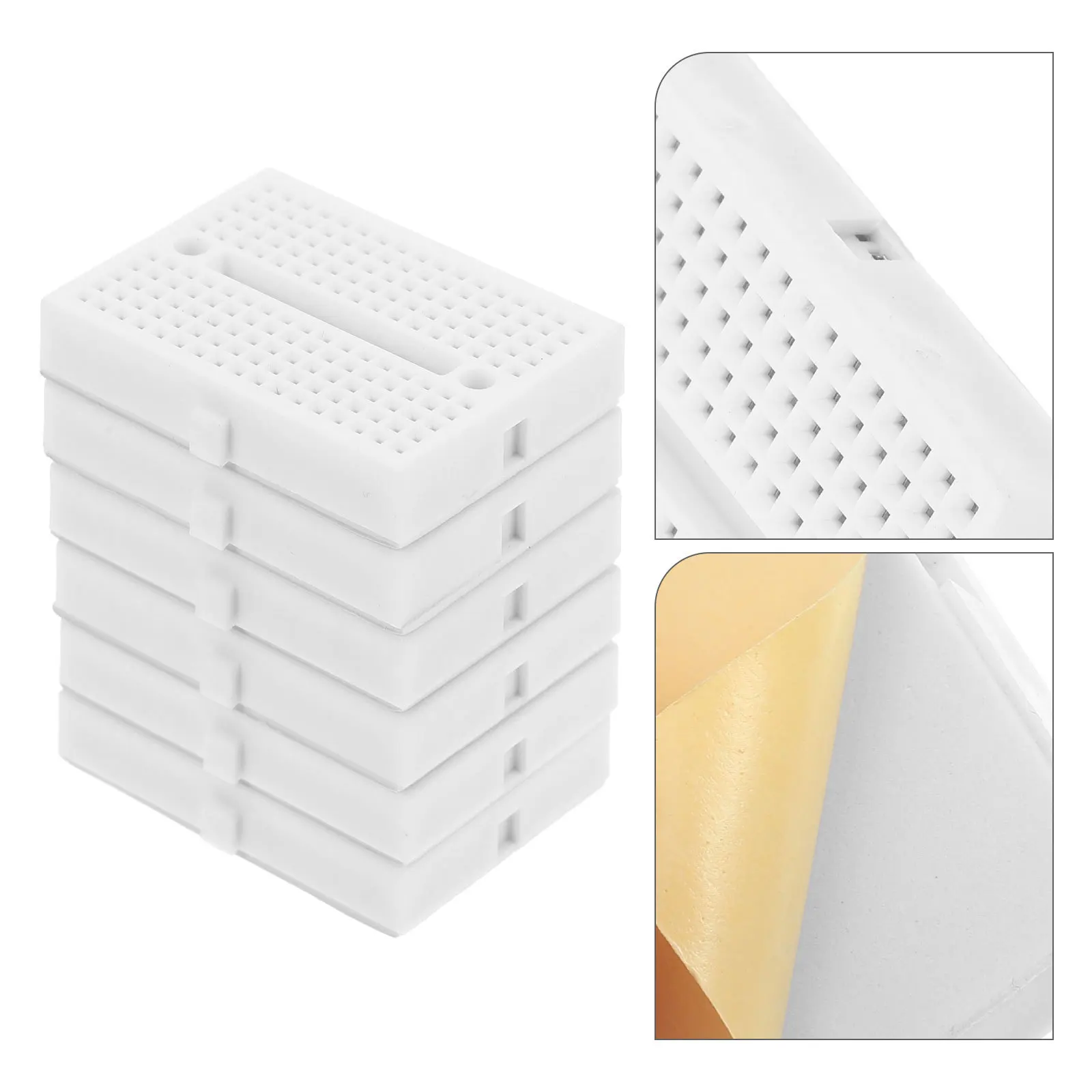 

6Pcs Experiment Breadboards Solid ABS Mini Solderless Bread Board for Small Circuit Projects Science Experiment Supplies