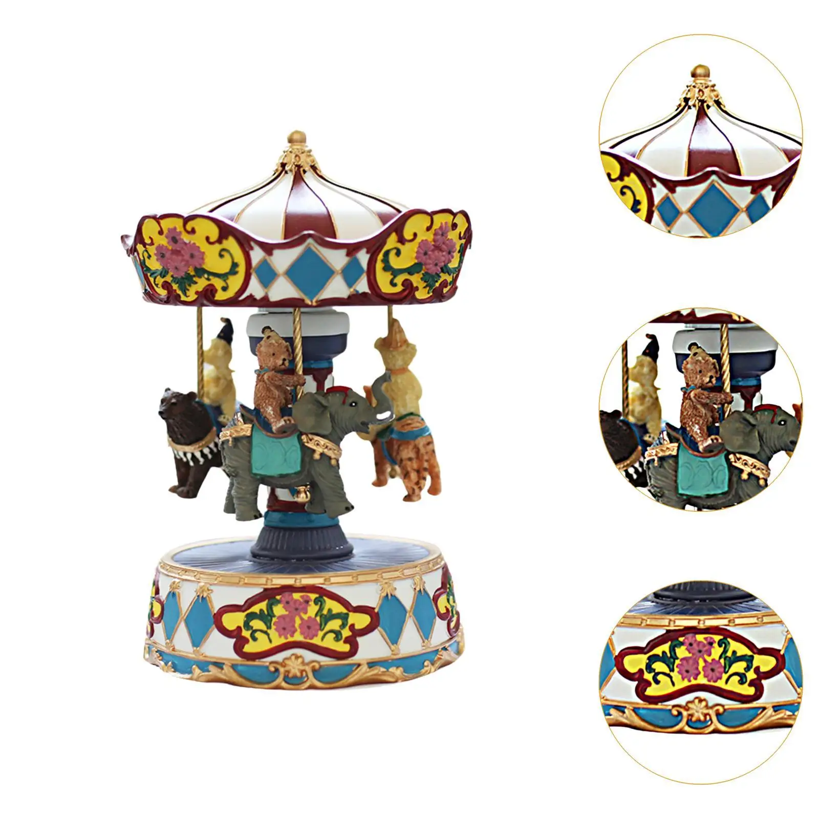 Carousel Music Box Cute Mechanical Music Clockwork Type Rotation Multifunctional Animals Sculpture Decoration Holiday Kids Gift