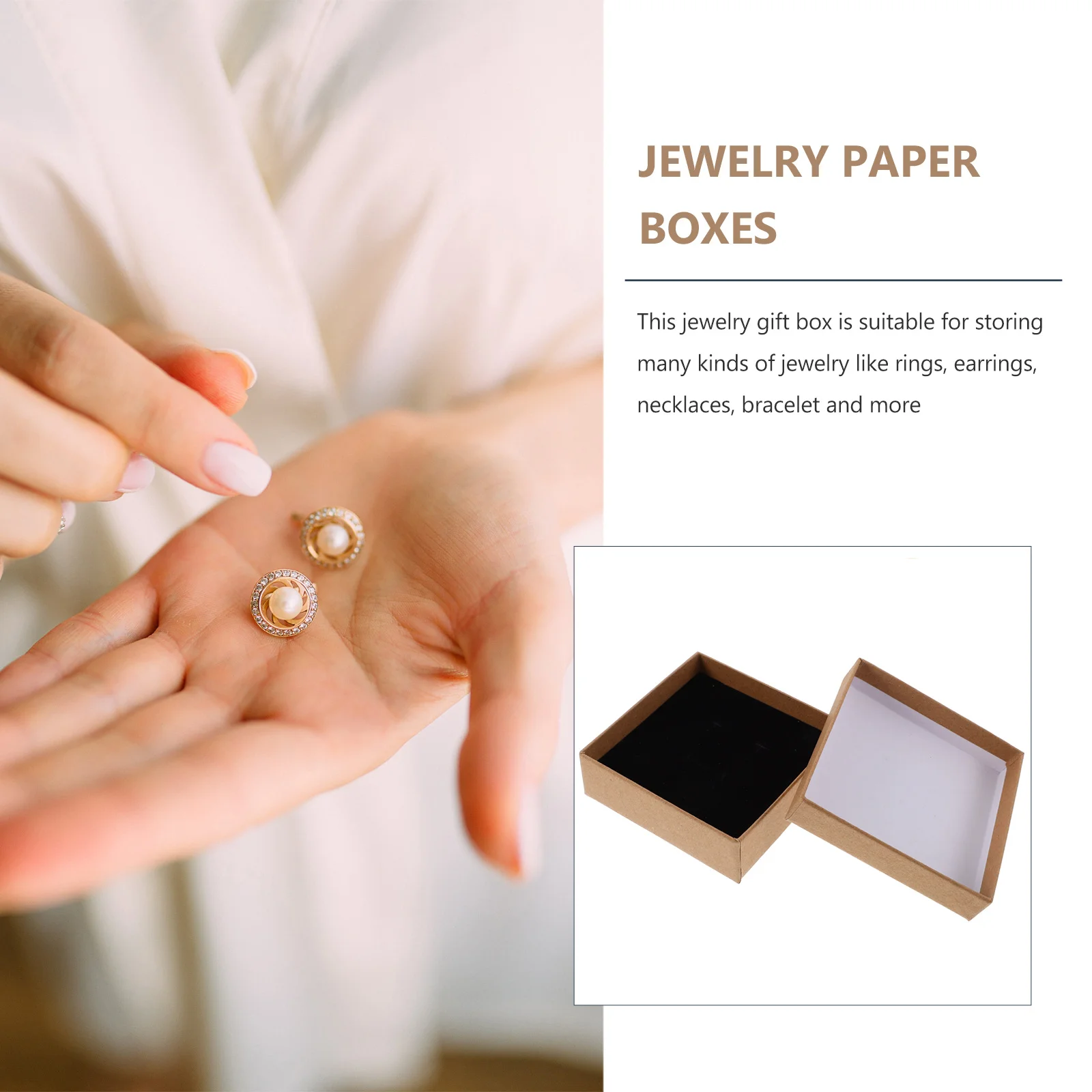 

10Pcs Vintage Kraft Paper Jewelry Gift Boxes Durable Storage Boxes Necklace Ring Earring Packaging Holder Gift Box