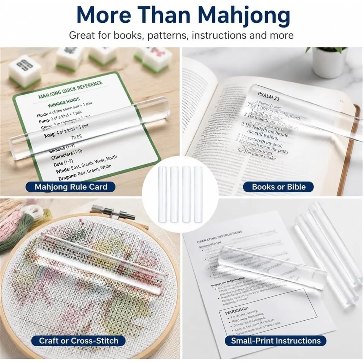 HOT 4PCS Magnifying Mahjong Line Reader - PrecisionMagnifying Ruler Bar Magnifier with Guided Line for Accounting Elder 【SPECIAL