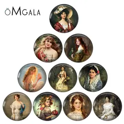 Retro Girls Women Canvas Art Patterns 12mm/16mm/18mm/25mm Round photo glass cabochon demo flat back Making findings