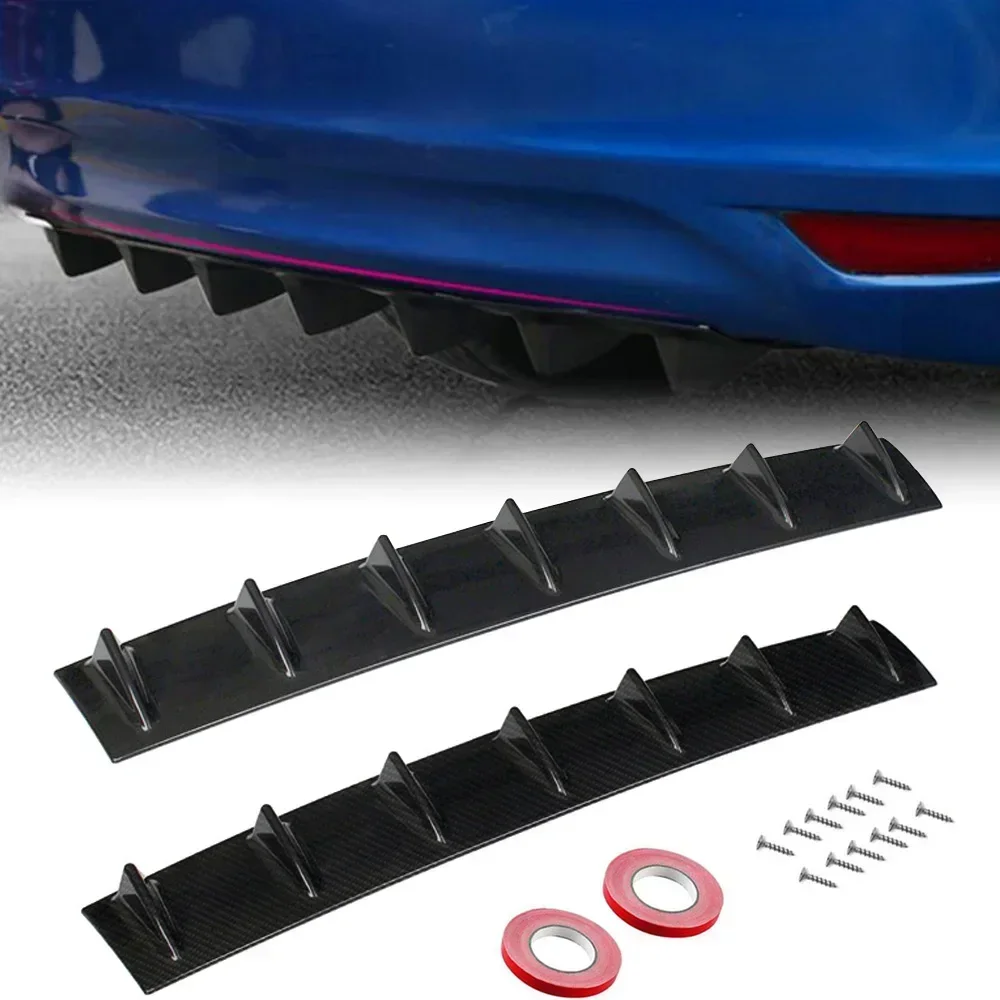 Universal Gloss Black ABS Plastic Car Rear Bumper Car Back Spoiler Car-Styling Top Car Rear Bumper Lip Diffuser 7 Fin Shark