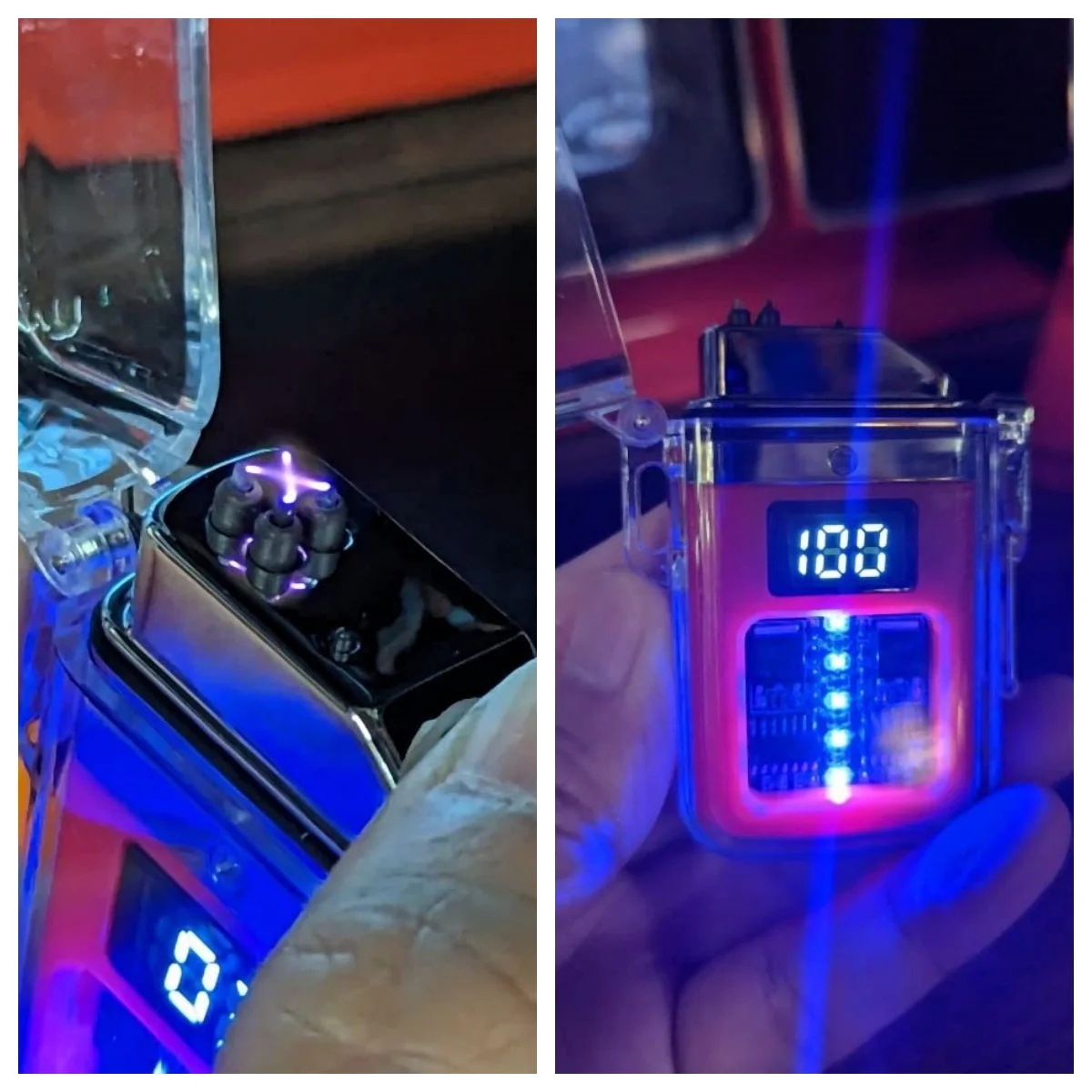 Waterproof And Windproof USB Rechargeable Dual Arc Plasma Pulse Lighter Flameless Battery Display Electric Lighter High-End Gift