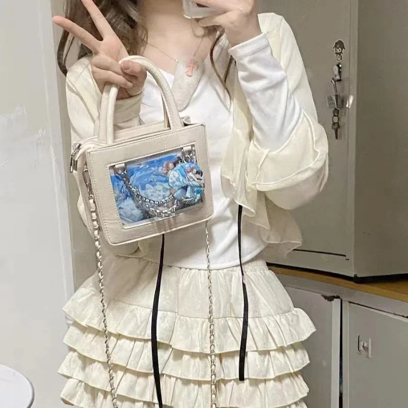 Śliczne Lolita Ita torby Harajuku JK jednolita torebka damska 2024 Trend słodka przezroczysta torba typu Crossbody subkultura Bolsos Mujer