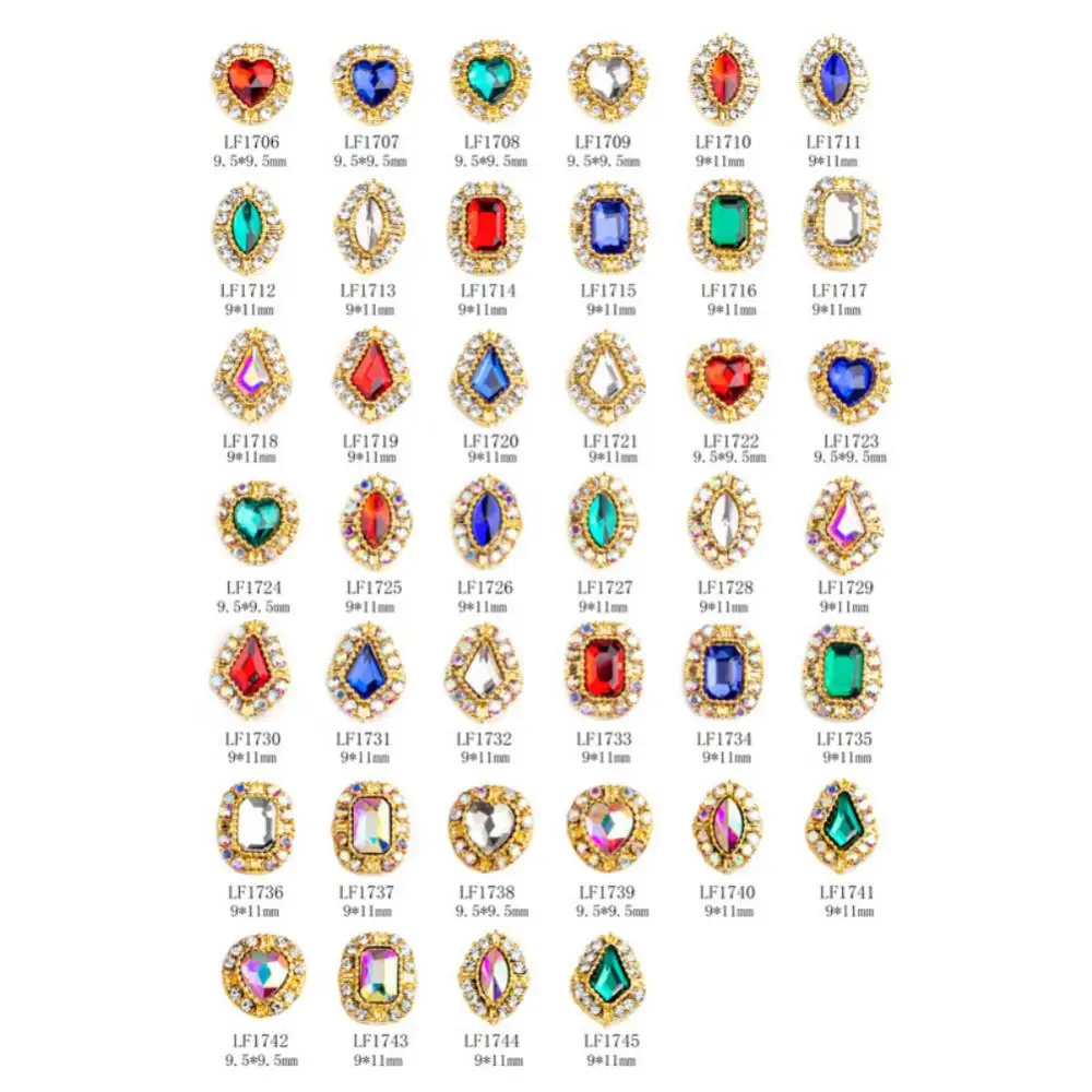 إكسسوارات فن الأظافر، ملصقات أظافر ثلاثية الأبعاد رائعة وفريدة من نوعها على الطراز الكوري من Ab كريستالات معدنية على شكل قلب ومتعددة الاستخدامات