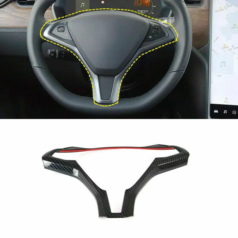 

Чехол для руля Tesla Model X/S 2019 2020 2021, декоративная панель из углеродного волокна