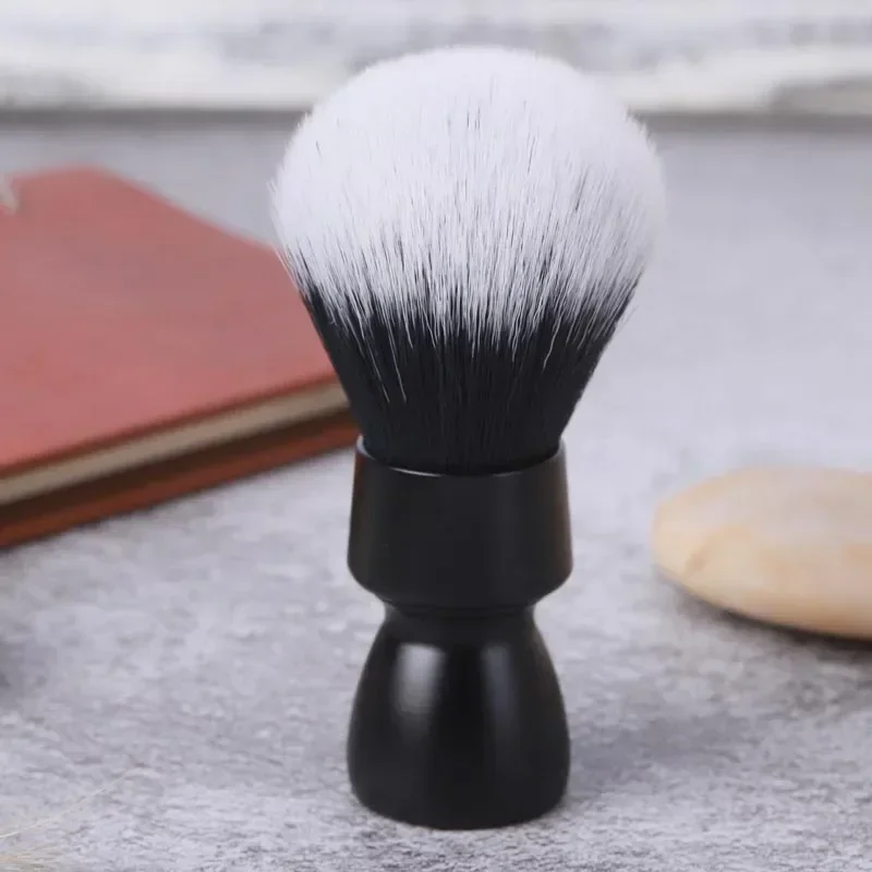 2026 Yaqi Black Color Heavy Metal Handle Synthetic Hair Tuxedo Knot Shave Brush for Mens Shaving Mature Minimalism Shaving Brush