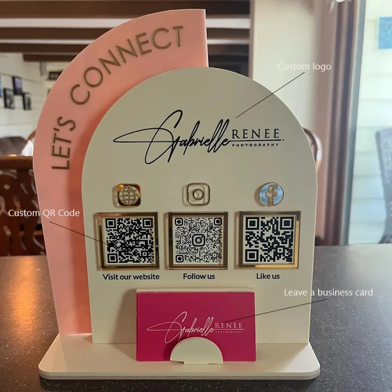 Plexiglass Transparente QR Code Acrylic Plaque With Base Ideal For Commercial Payment Scan Tag Receipt Check And Business Use