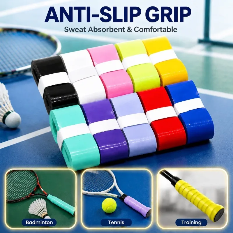 

Professional Flat Grip Tape for Badminton Racket Thin Adhesive Wrap Anti-slip Sweat Absorbent Band Durable Sticky Strap