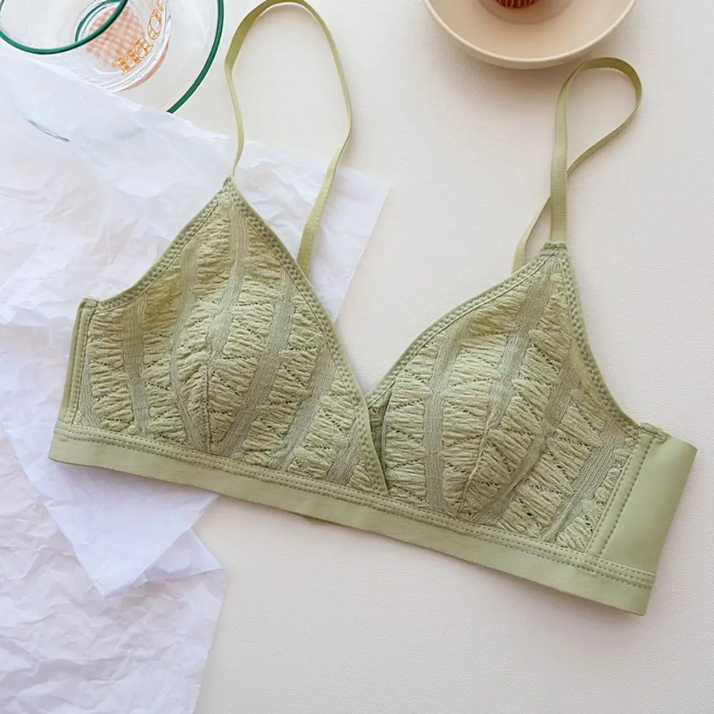 

Push Up Sweet Wireless Deep V Bra Shockproof Anti-sagging Underwear for Women Thin Lingerie Lace Mesh Bra Girls