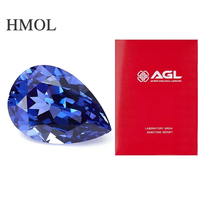 

HMOL Pear Shape [Lab Grown Sapphire] Brilliant Cut Loose Stones Multiple Sizes Beads Jewelry Making Selectable AGL Certificate