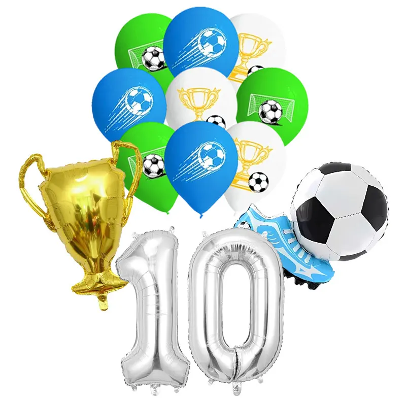 Geburtstags-Fußball-Dekoration Fußball-Themen-Tischgeschirr Tasse Teller Tischdecke Hintergrund für Kinder Tortendekoration Banner Party-Zubehör – Detail 37