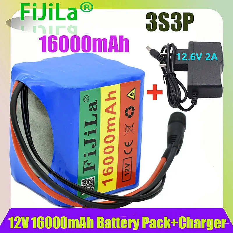 

3s3p 12V 16Ah Battery Pack 18650 Lithium Ion 16000mAh DC 12.6 V Super Large Capacity Rechargeable with BMS Charger