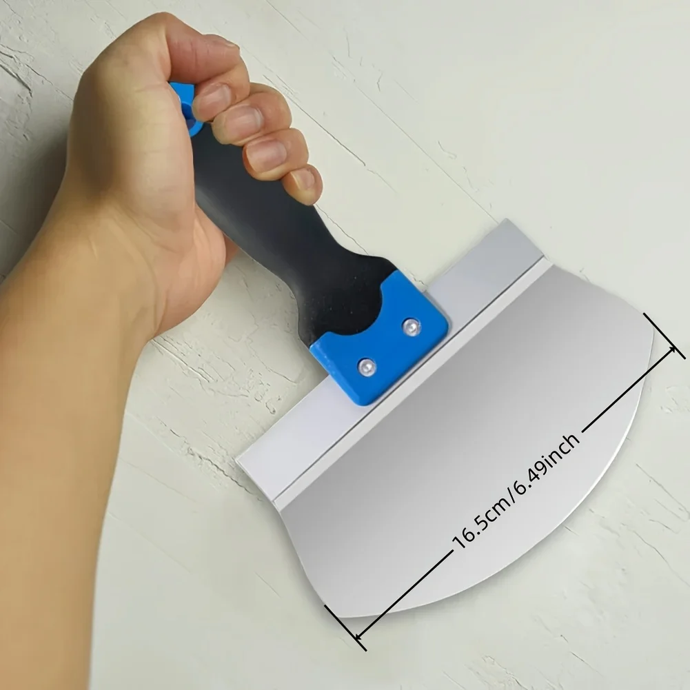 

16.5cm Curved Stainless Steel Drywall Scraper, Heavy Duty Putty Knife Plastering Spatula for Wall Finishing, Construction Hand T