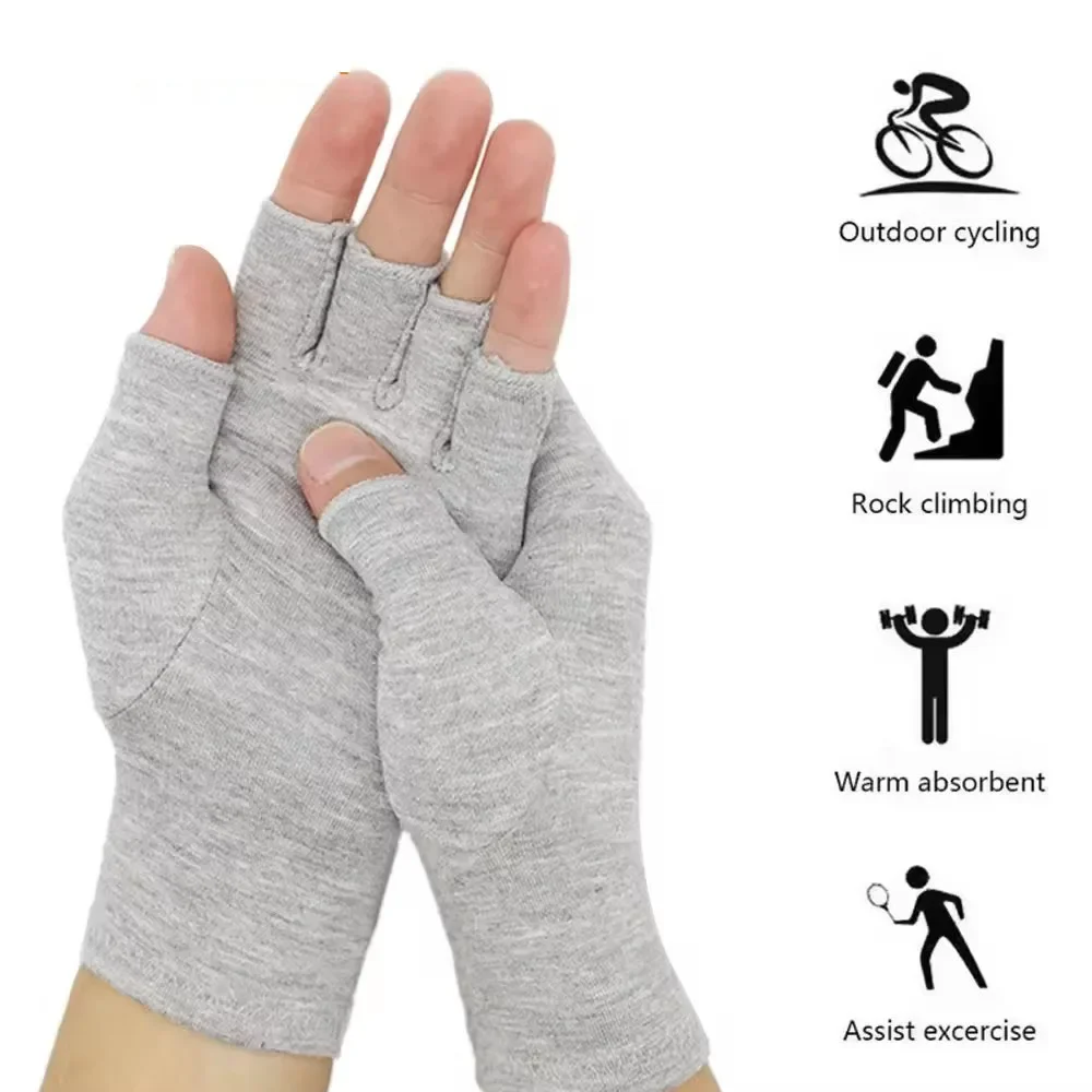Premium-Bambus-Arthritis-Handschuhe, 1 Paar, komprimierendes, fingerloses Design, atmungsaktiver Stoff für Damen und Herren, Schmerzlinderung