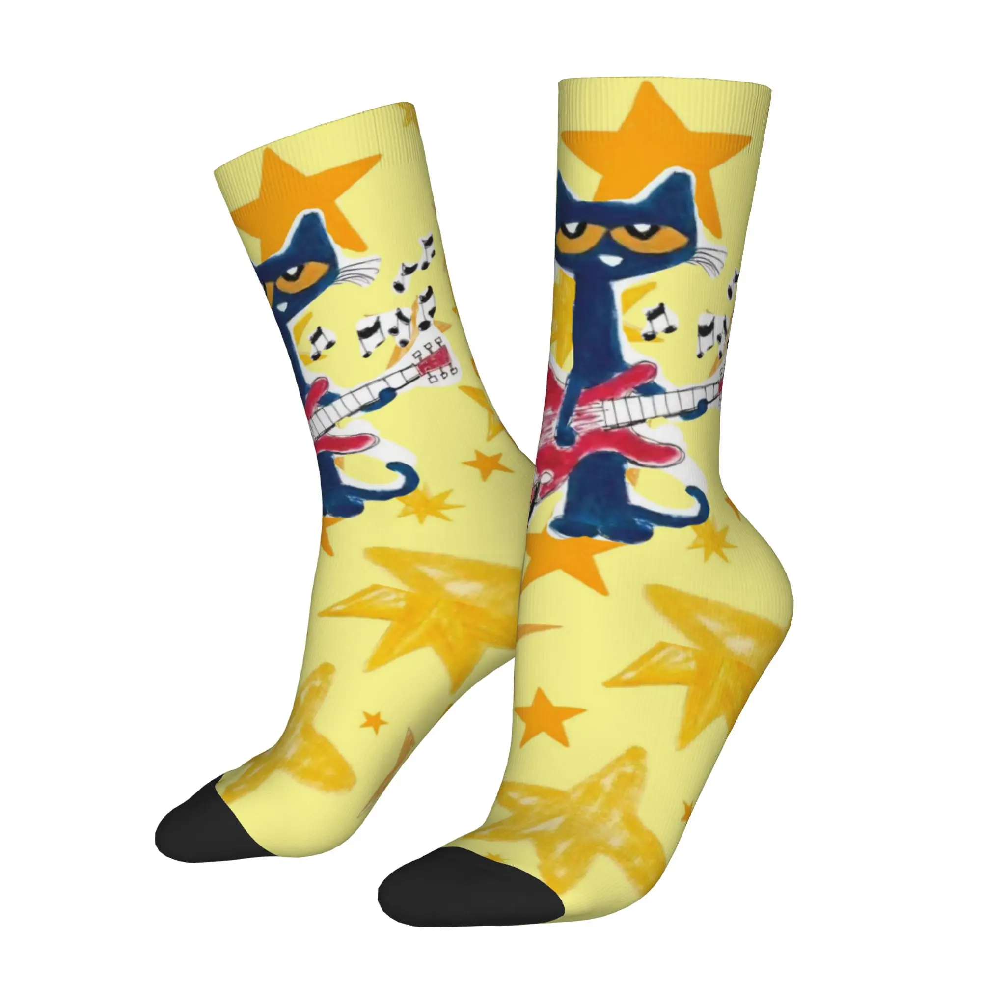Happy Funny Male Men Socks Hip Hop Stars Pete The Cat Cartoon Sock Polyester  Skateboard Women Socks Spring Summer Autumn Winter