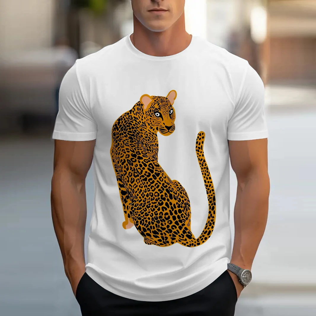 Sommer Herren T-Shirt Rundhals Herren gerade Schulter Kurzarm Tigermuster modische Persönlichkeit einfach lässig