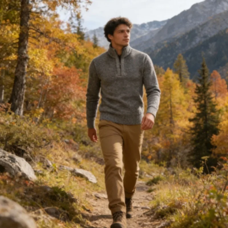 

Mens Size Half-Zip Sweater - Heavyweight Solid Color Knitted Pullover Casual Winter Outerwear