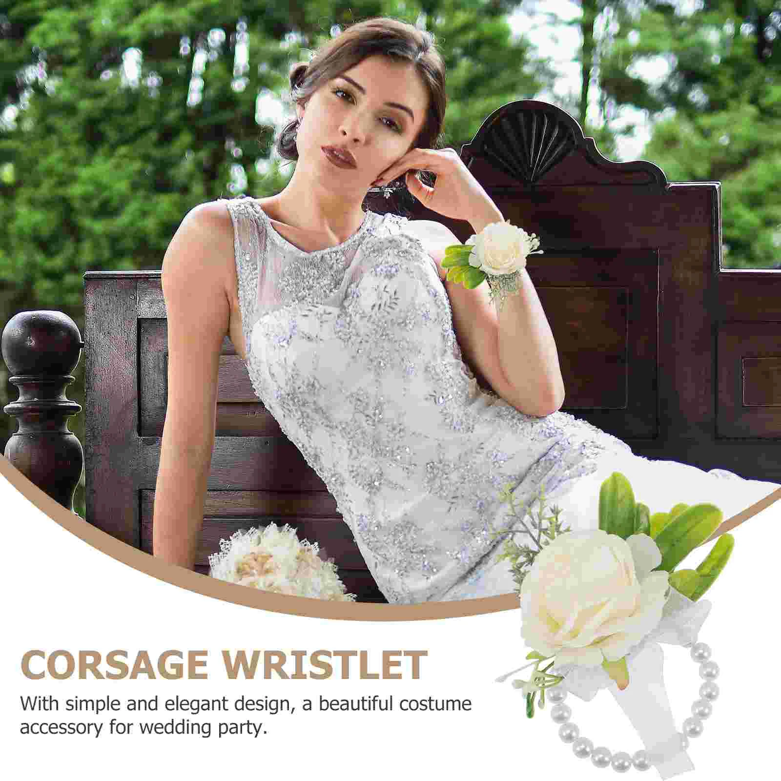 2 Pcs Wrist Flower Bride Decoration Wedding Corsage Wristlet for Prom Bridal Hand Plastic Bridesmaid