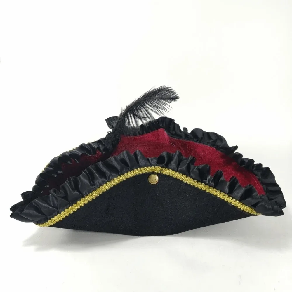 Satin Triangle Pirate Hat Pleated Ruffled Head Ornament Party Decoration Hat Dress Up Retro Halloween Costume Hat Photo Props