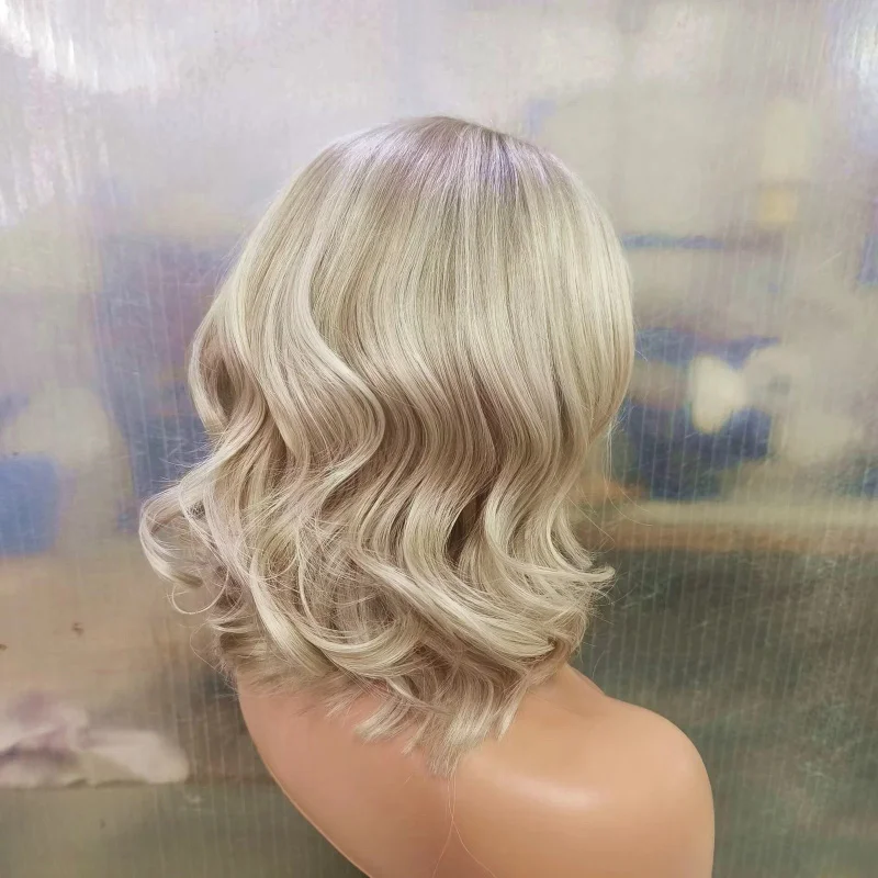 

Human Hair New Fashion Women's Long Blond Wavy Wigs 12 In