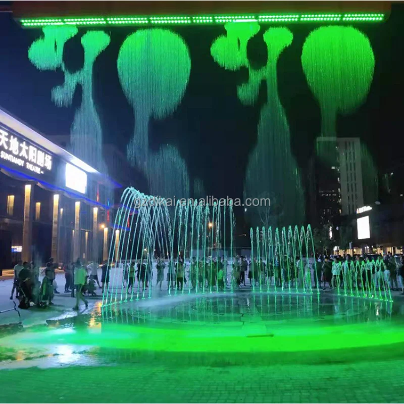 custom.Customizable Digital Waterfall Fountain Wall Curtain Light Garden Park Hotel Outdoor Use Stainless Includes Log