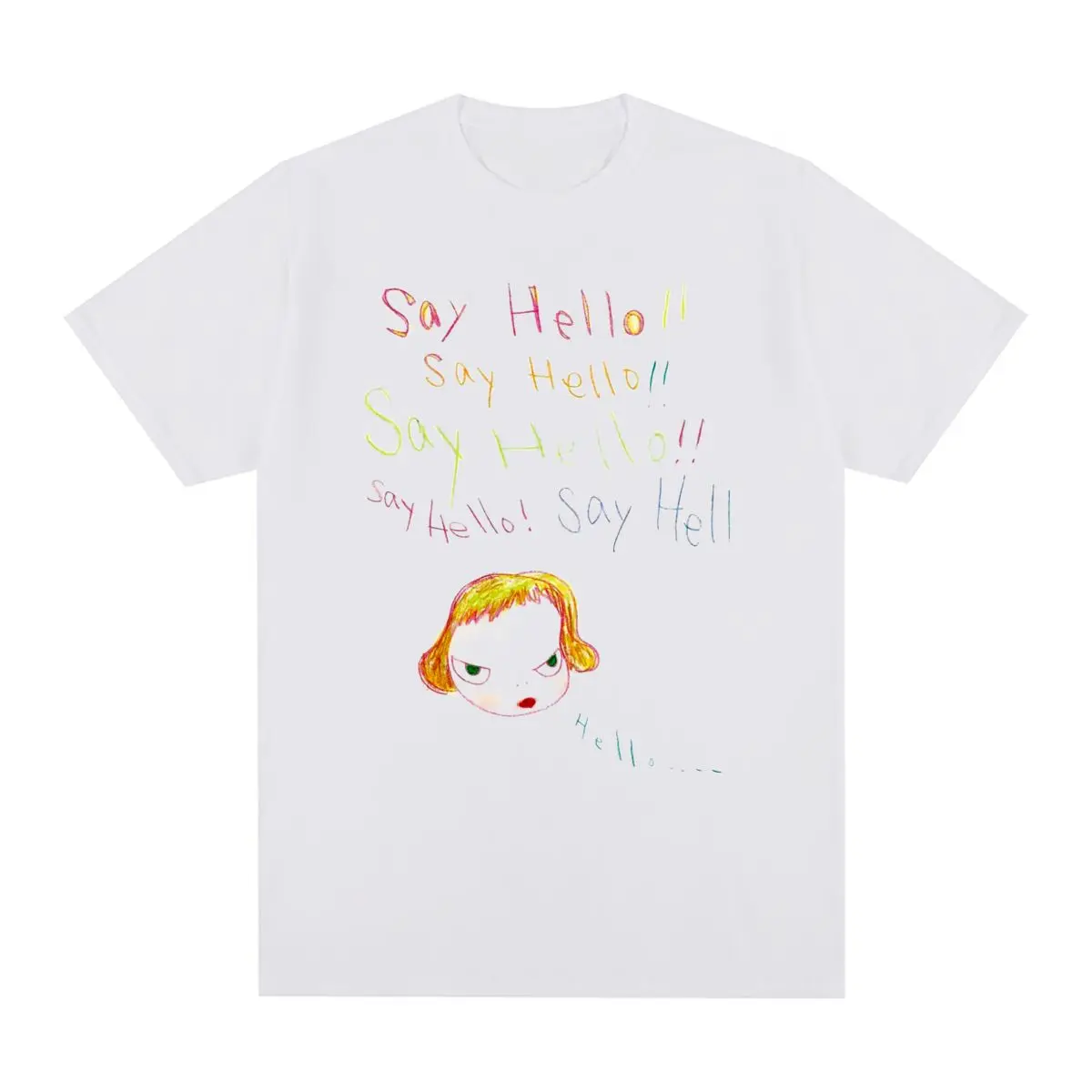 Yoshitomo Nara Say Hello Vintage T-shirt Cotton Men T shirt New Tee Tshirt Womens Tops