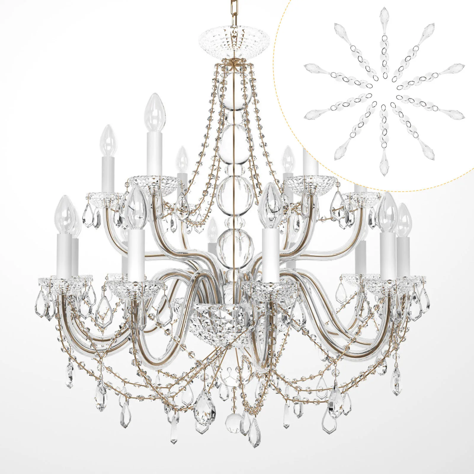 

20Pcs Crystal Bead Pendant Decorative Hanging Crystals Beads for Chandeliers Home Car Decor Decorative Pendant