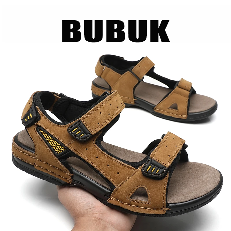 Bubuk Herren-Strandsandalen aus Rindsleder, Sommer-Outdoor-Wanderschuhe, leichte Wasserschuhe, mit Fußgewölbestütze, stilvolle, atmungsaktive Freizeitschuhe für Herren, geeignet für Reisen, Wandern und Pendeln. – Detail 5