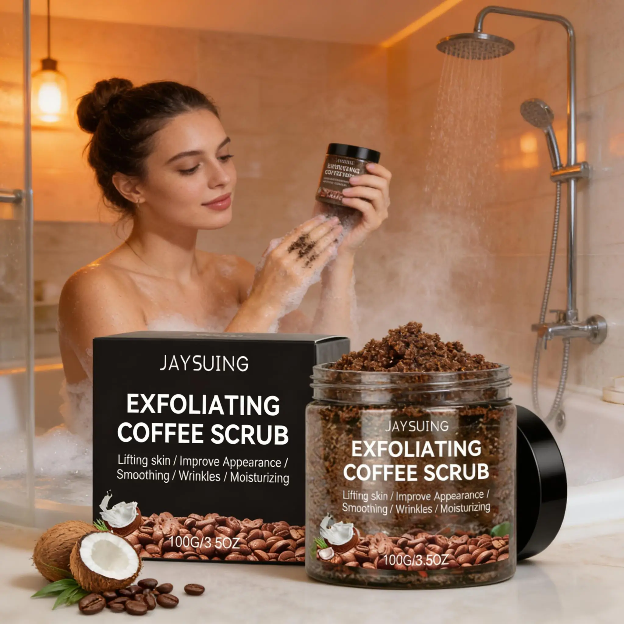 Coffee Exfoliating Scrub Remove Dead Skin Cleaning Smooth Moisturizing Body Brighten Skin Tone Nourish Scrub Suitable Whole Body