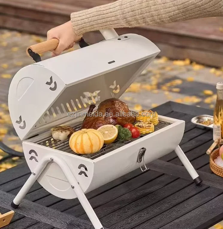 New Charcoal Grill Portable Tabletop Outdoor Barbecue Smoker For Camping