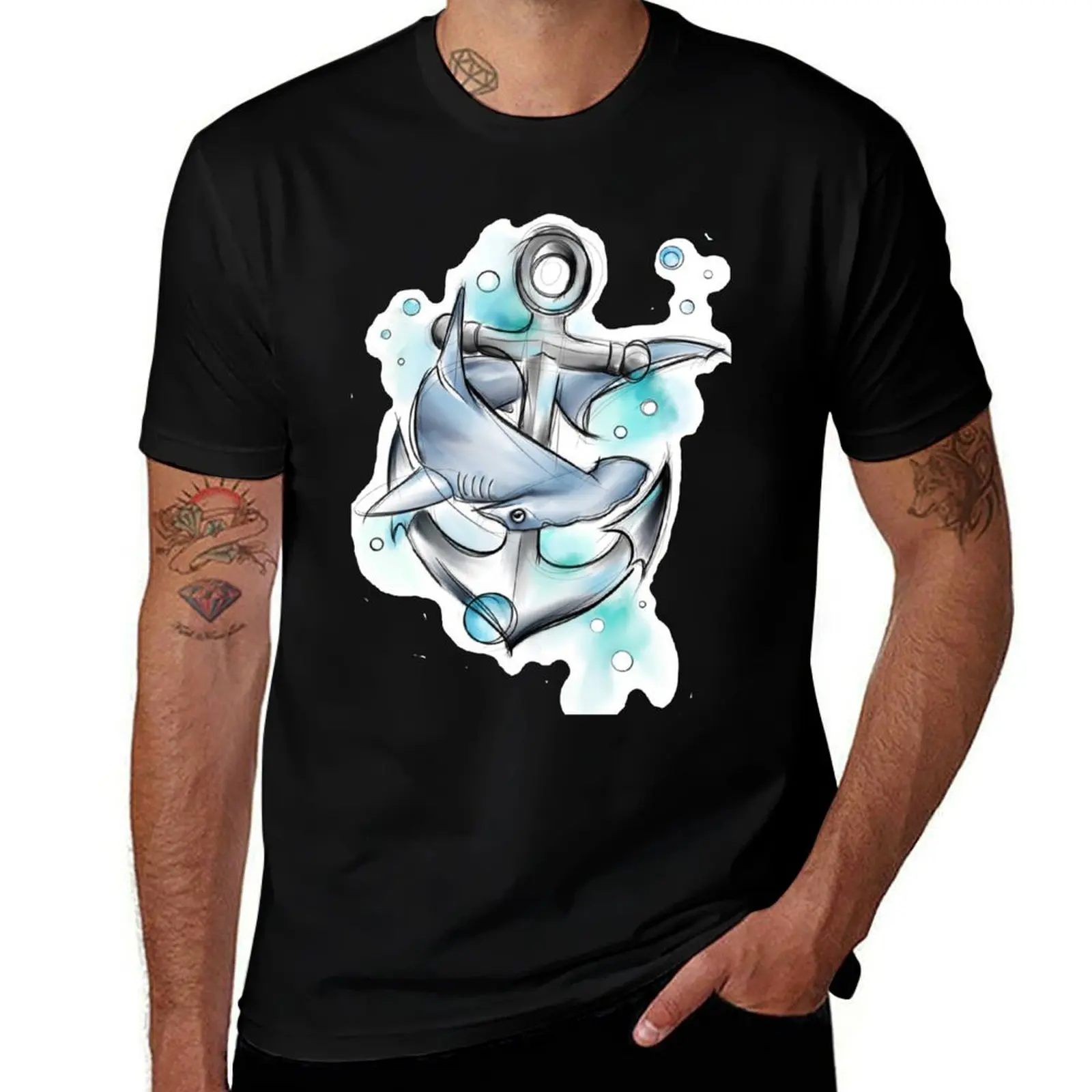 

Watercolour Shark T-Shirt plus size tops anime luxury designer gifts for boyfriend mens graphic t-shirts