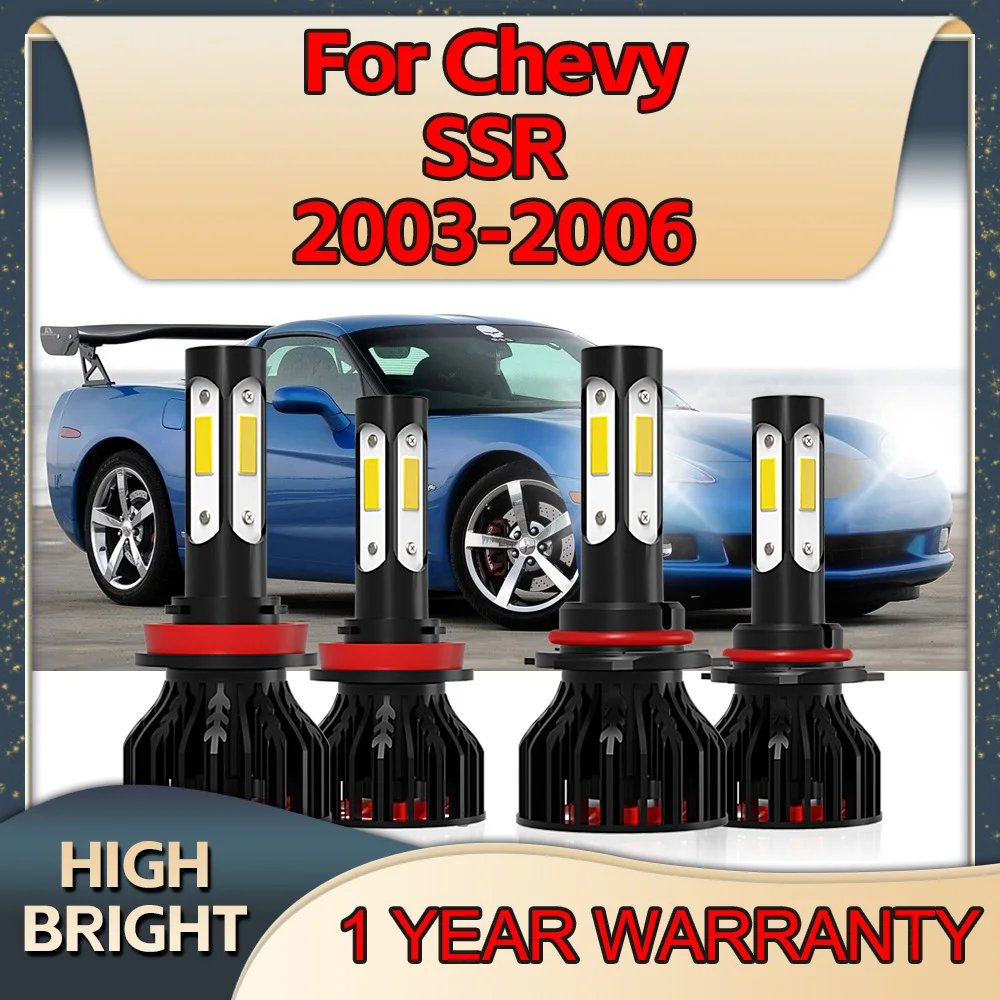 

4Pcs Led Canbus Car Headlight Bulbs 180W H11 9005 6000K 4Side CHip with Cooling Fan For Chevy SSR 2003 2004 2005 2006