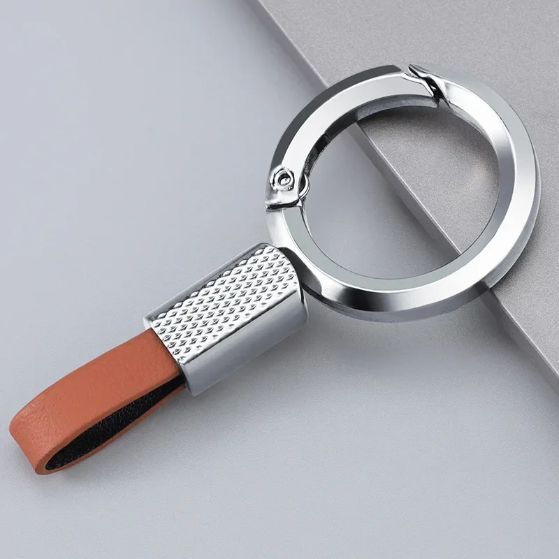 LLavero de cuero PU corto de Metal con logotipo personalizado, grabado láser, nombre, número, colgante de llavero de coche, llaveros Vintage personalizados, regalo