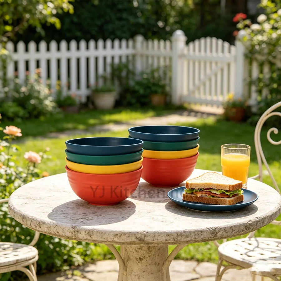 24pcs Plastic Dining Bowl Set Mixed Color Matching, Suitable for 24 People, Can Be Used as Dining Bowls, Salad Bowls, Snack Bowl